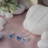 Blue Mirage Siver Necklace and Earrings Set